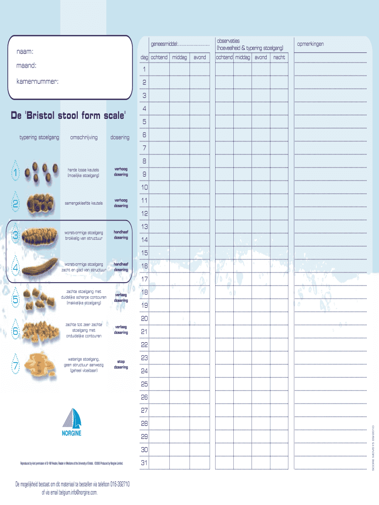 bristol stool chart recording sheet - fill online, printable